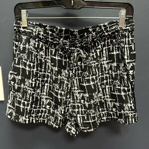 FCNY graphic black white printed drawstring shorts with pockets